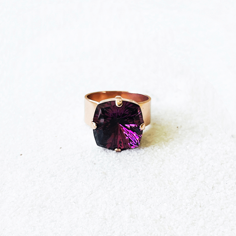 Amethyst Swarovski Ring, adjustable ring. 