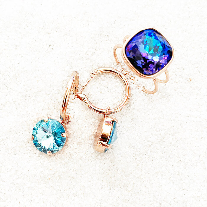 Aquamarine rose deals gold earrings