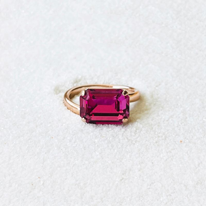 Swarovski pink ring, adjustable ring. 