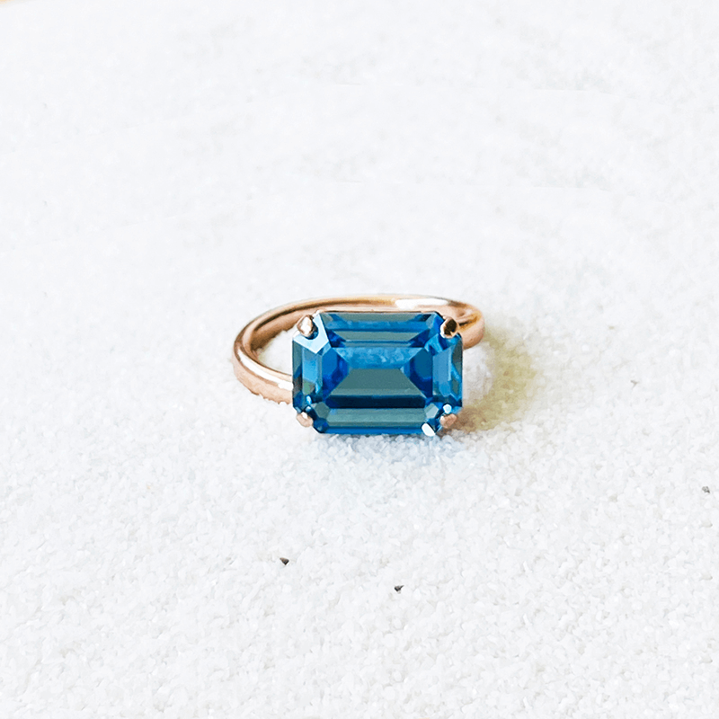 Swarovski Blue Ring, adjustable