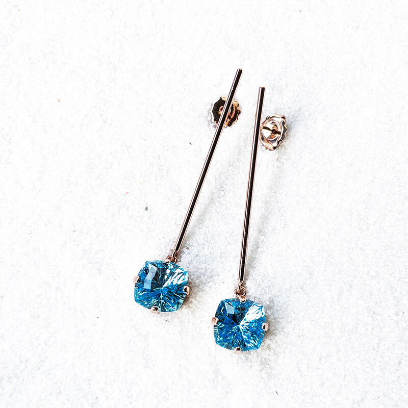 Swarovski Dangle earrings Aquamarine and rose gold