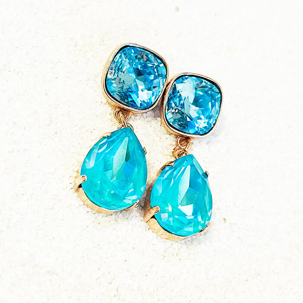 Blue Swarovski Earrings | Swarovski Dangle Earrings | Mindy | Bidiliia