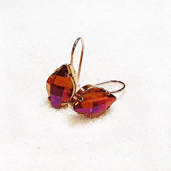 Orange Red Swarovski Crystal Earrings in Teardrop Rhinestone – Shop