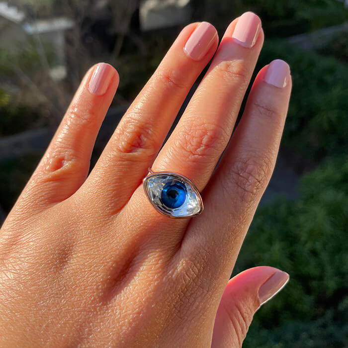 Evil Eye Swarovski Ring | Blue Evil Eye Swarovski Ring | Bidiliia