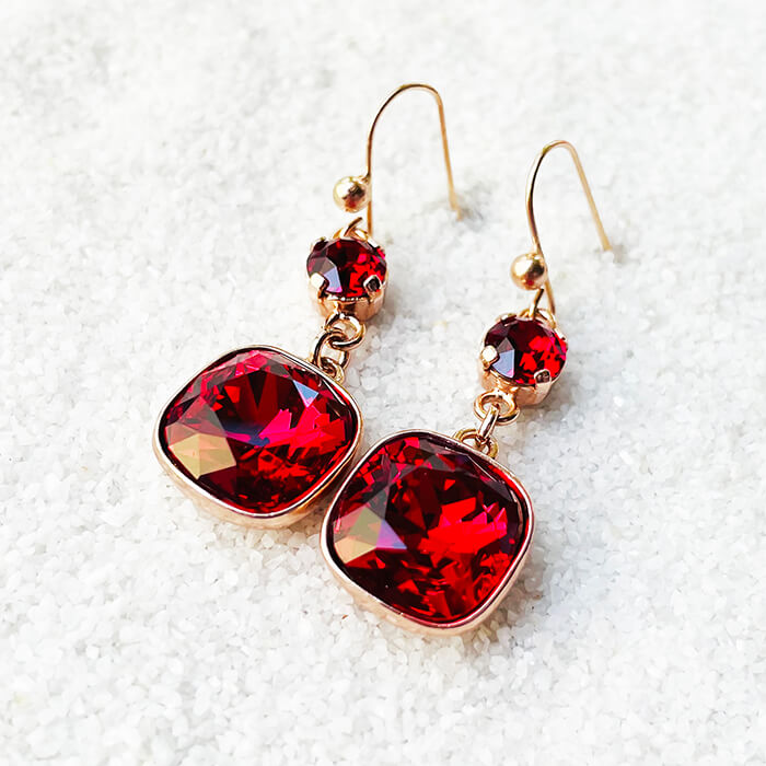 Red crystal on sale drop earrings