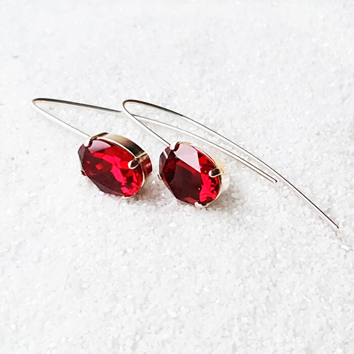 Red long online earrings