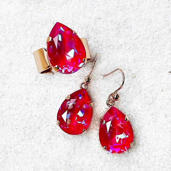 Swarovski Pink Drop Earrings | Pear drop earrings Swarovski